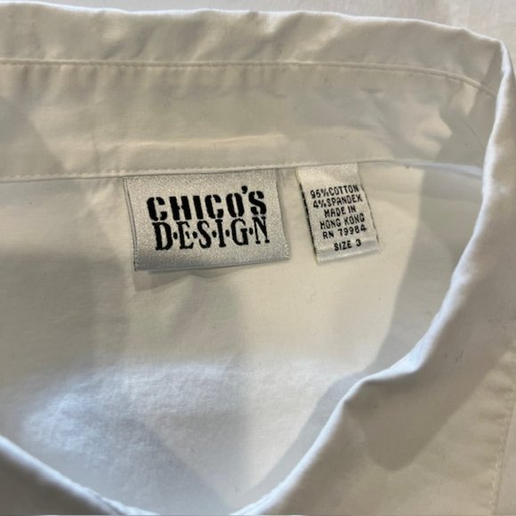 Chico's Design White Button Down Long Sleeve Blouse Size XL - Picture 9 of 9